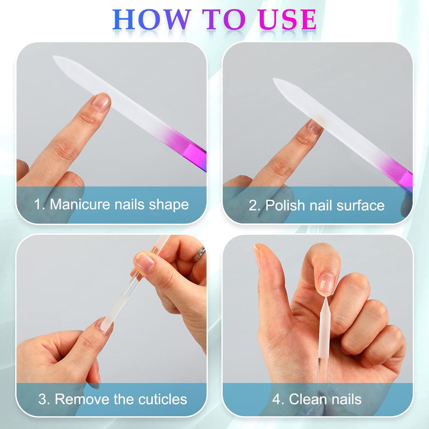 Zhehao 6 Pcs Glass Nail File and Nail Shiner Set Manicure Pedicure Glass File Buffer Cuticle Trimmer Nano Finger Nano Foot Scrubber Callus Remover Foot Care Pedicure Fingernails Toenail (Rose Red)