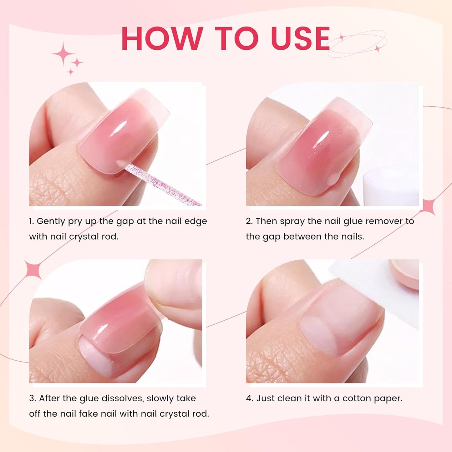 AIJIMEI Spray Nail Glue Remover 60ml 2fl.oz for Press on Nails Remove Solid Glue Gel Flase Tips with 2pcs Crystal Rod Nail Art Kit for Home