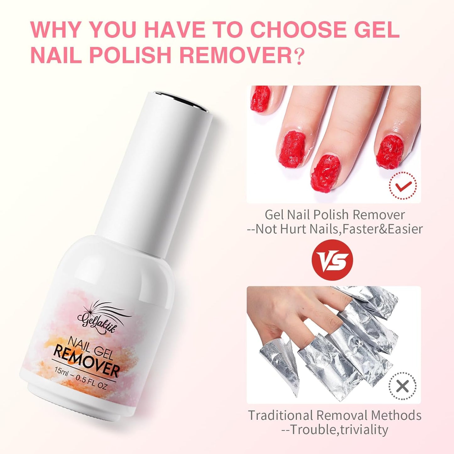 Gel Polish Remover Kit for Nails, 15ml Gel Polish Remover with 15ml Liquid Peel off Latex Tape, Fast Removal in 3-5 Minutes, No Soaking Or Wrapping, Peel Off Barrier Protector