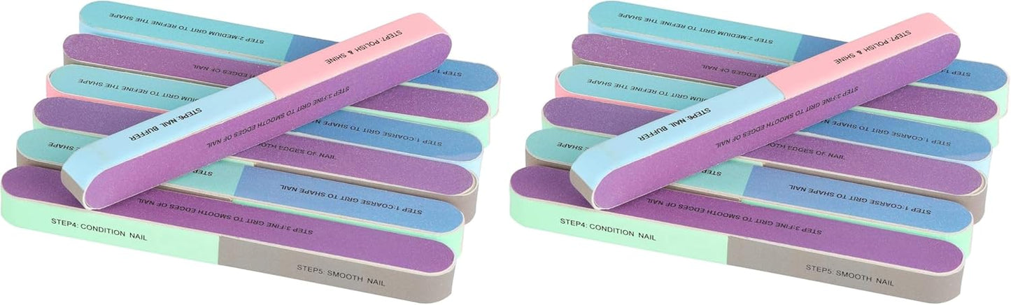 12 Pieces 7 Way Nail Files and Buffers, Professional Nail Buffing Files Buffing Block for Shaping, Contouring, Smoothing, Polishing, Shining Natural Nails (Pack of 2)