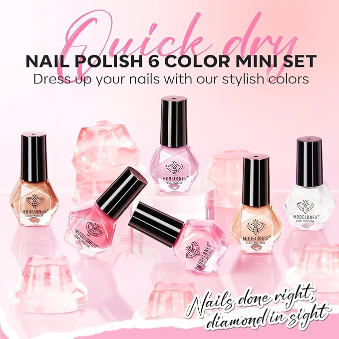 modelones Jelly Nail Polish, Summer 6 Colors Sheer Nude Pink Milky White Neutral Nude Nail polish Set Long Lasting Quick Dry Transparent Manicure DIY Nail Art Salon Home Gift for Women Girl