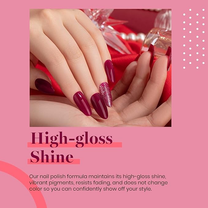 Beetles Burgundy Red Gel Polish-15ml Burgundy Dark Red Gel Nail Polish UV LED Nail Lamp DIY Wine Fall Color Nail Art Design Gift for Women