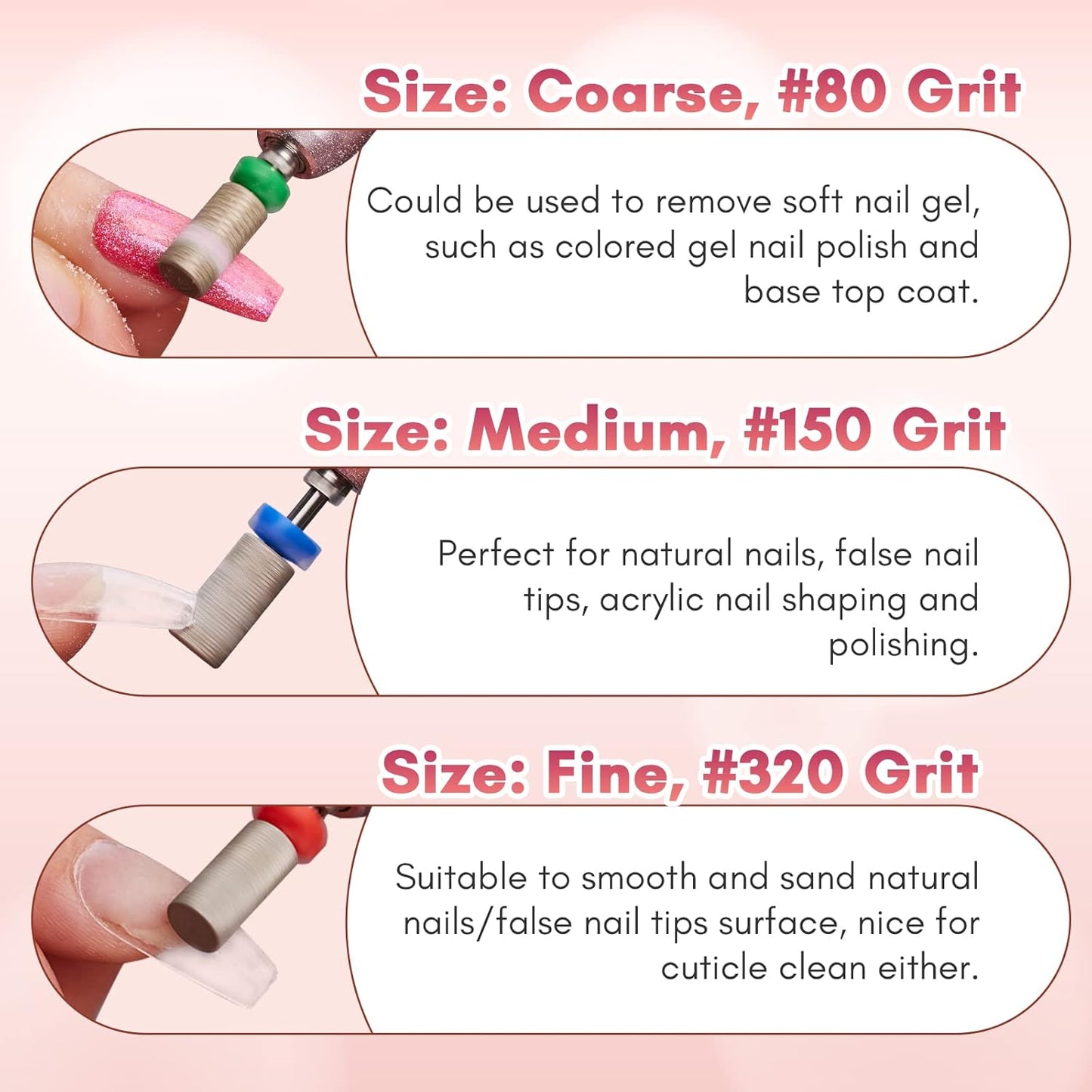 Makartt Nail Drill Bits - Large Barrel Carbide Diamond Sanding Bit for Gel Nails Polish Remove, Upgrade Drill Tips with Cross Teeth and Dust-Proof Ring for Manicure Salon Shaping, C #80 Grit