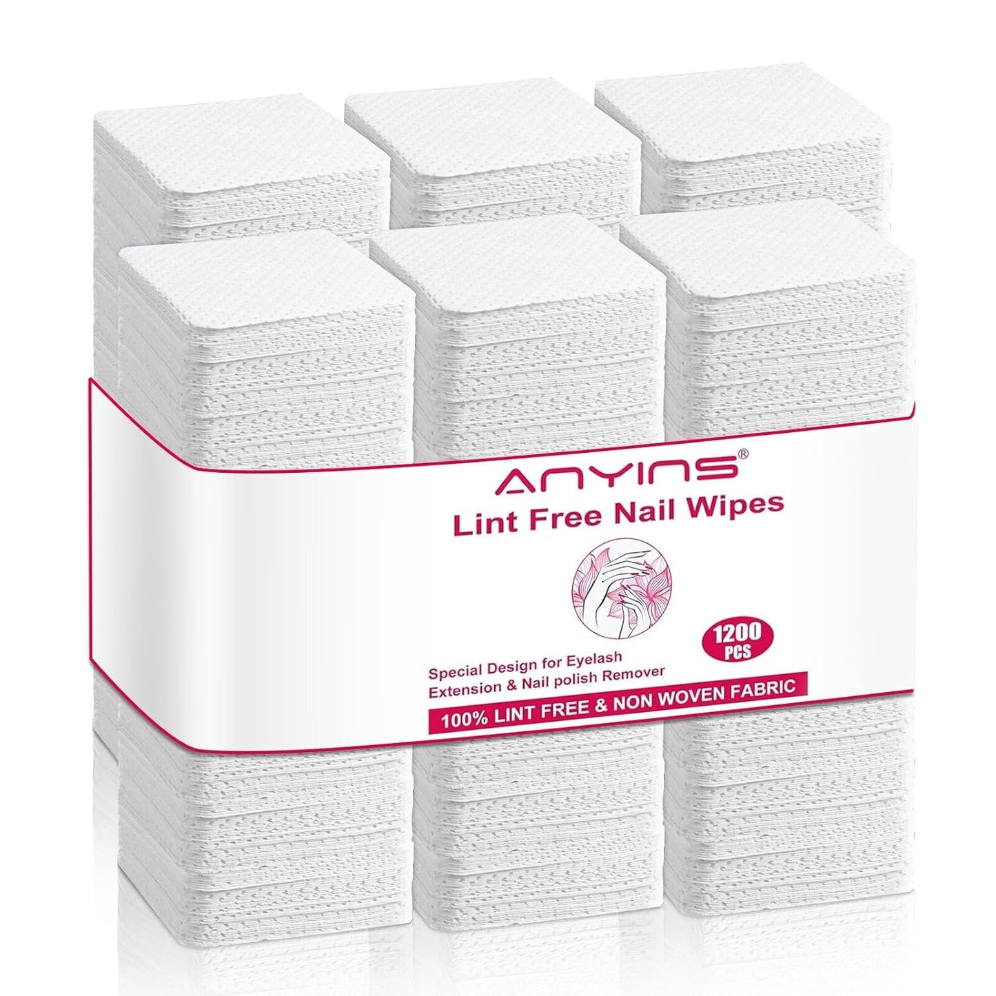 Lint Free Nail Wipes, 1200PCS White Lint Free Wipes Non-woven Fabric Gel Polish Remover Super Absorbent Soft Nail Polish Remover for Nail Salon, Home DIY