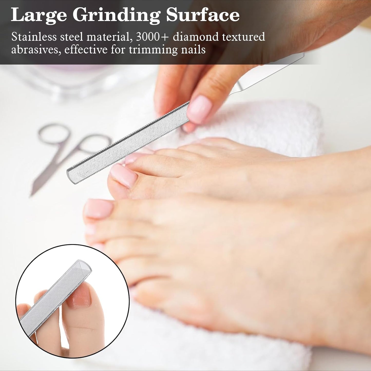 2 PCS Nail Files for Thick Nails, Stainless Steel 7” Long Filer for Men Women, Metal Fingernail Filing Durable Nail Care Tool (Silver)