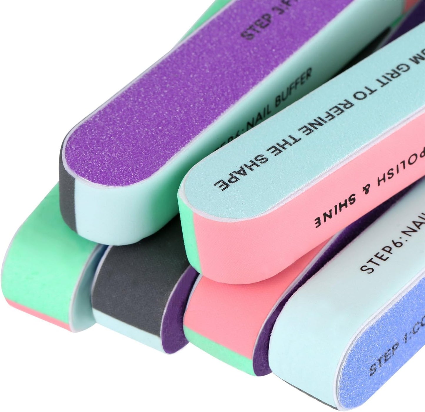 Mudder Multi Side Nail File and Buffers Nail Sanding Block Professional Filer Board and Shiners Cosmetic Manicure Suit for Home Salon, 7 Ways (6Pack)