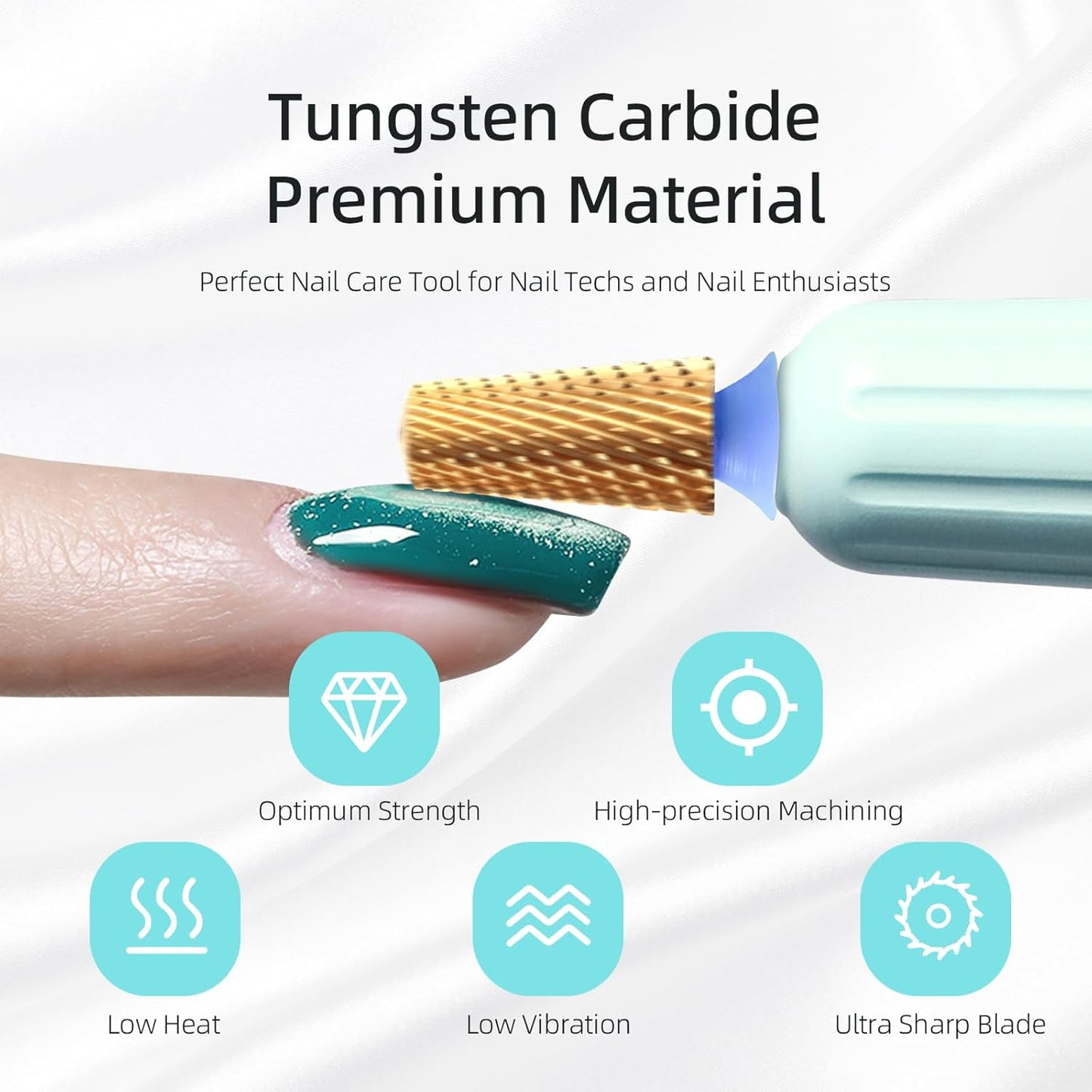 Safety Tapered Nail Drill Bits,Titanium Coating Rounded Barrel Carbide Nail Bit, 3/32 Two-way Rotate Drill Bits for Nails, Manicure Drills Files Accessories Remove Gel Tool, Medium