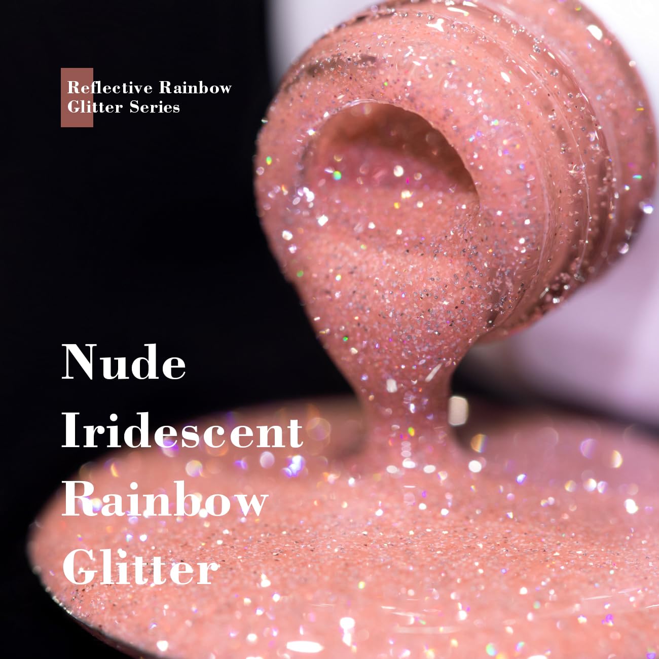 RARJSM Reflective Glitter Gel Nail Polish Nude Tea Rose Pink Sheer Jelly Gel Polish Flash Diamond Sparkle Rainbow Silver Shimmer Soak off Curing Requires 15ml for Home Salon