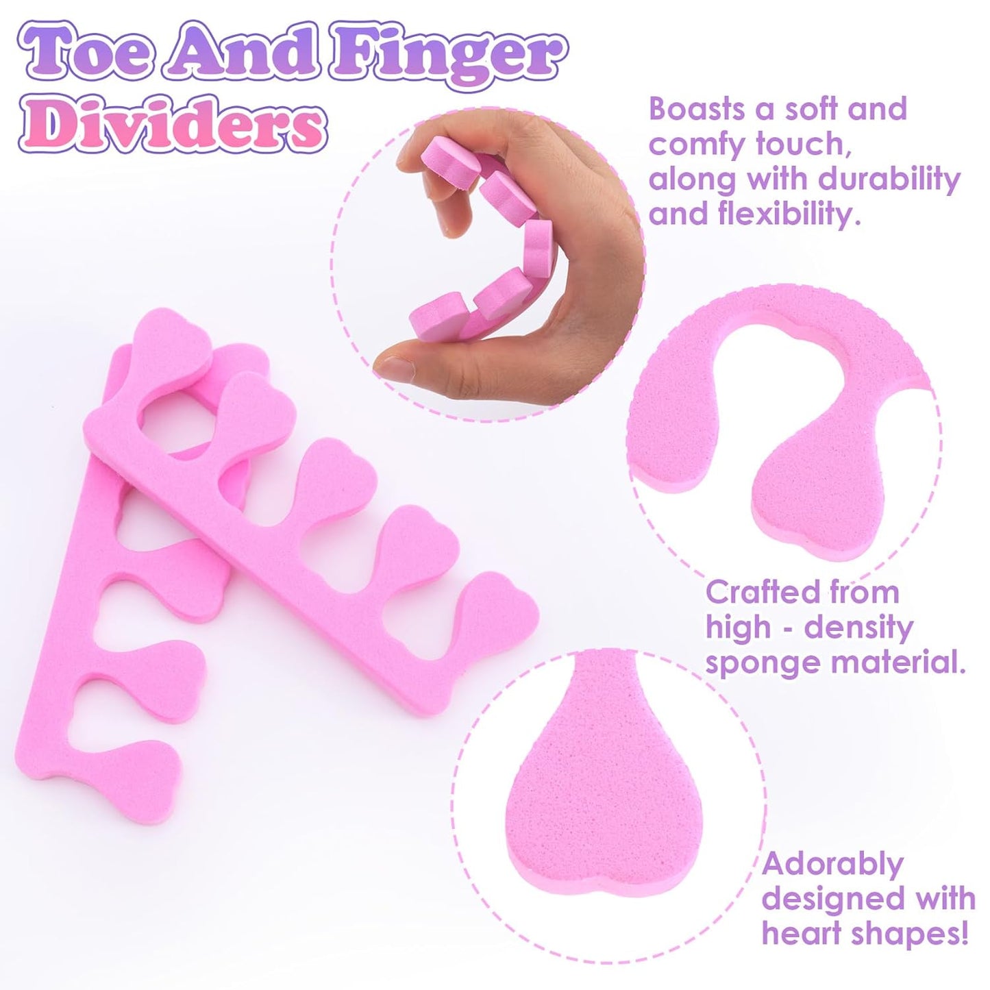 14 Pcs Toe Separators for Women Pedicure, Toe Separators for Pedicure, Pedicure Toe Separators, Comfortable Toe Dividers for Nail Art, Polishing, Pedicure (Pink)