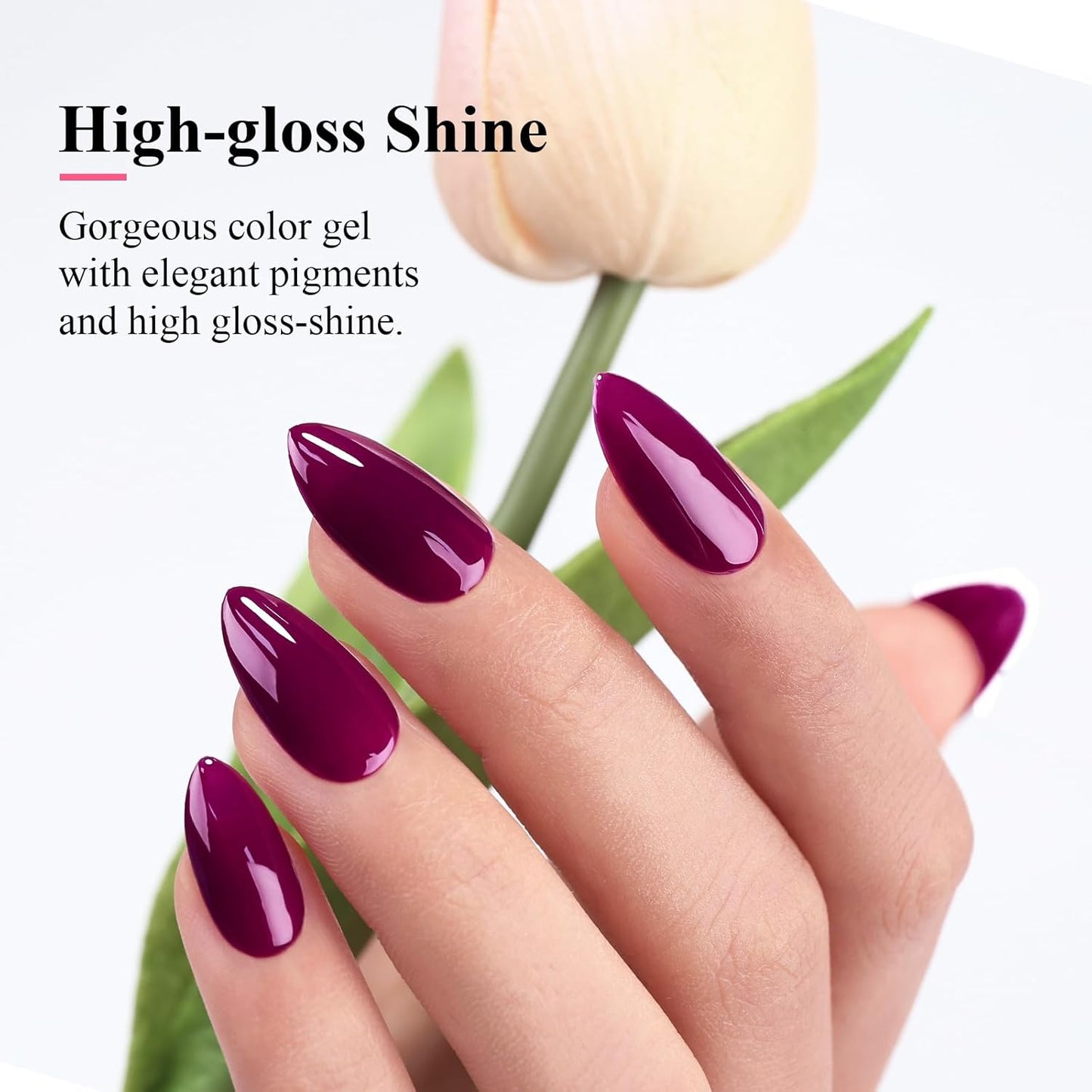 Imtiti Gel Nail Polish, 0.5 Fl Oz Wine Purple Gel Polish Soak Off LED U V Nail Gel Polish Spring Summer Gel Nail Polish DIY Nail Art Starter Manicure Salon Gel Nail Kit for Women Girls