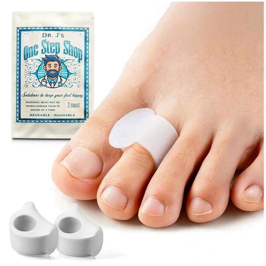 Dr. J's One Step Shop Silicone Toe Spacers for Bunion - Medical-Grade, Breathable, Soft Gel Foot Pads for Foot Pain Relief, Alignment, Moisturizing, and Reusable - 2 Pack- LARGE SIZE