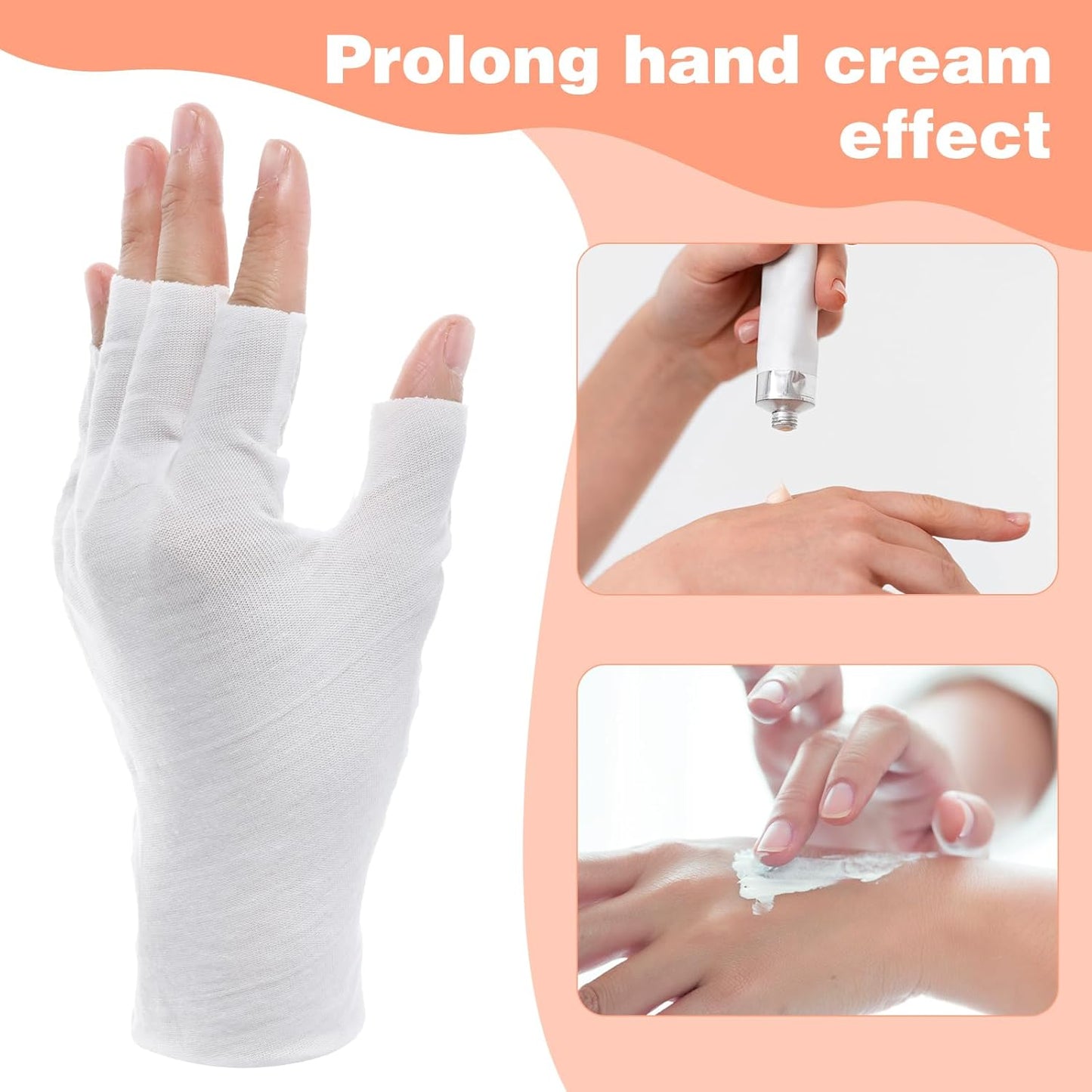 8 Pairs White Cotton Moisturizing Gloves Fingerless Touchscreen Moisturizing Gloves for Dry Hands Sleeping, 100% Cotton Quilting Glove, Size M, Eczema Glove for Men and Women 7.09×4.33 inches