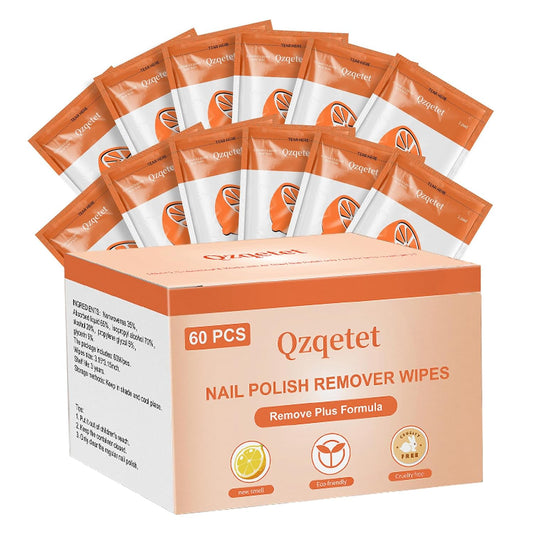 Nail Polish Remover Pads - Non Acetone, Big Size 60Pcs Quick Nail Polish Remover Wipes, Polish Remover Pads Professional Individually Wrapped Wet Wipes for Home Professional Salon Supplies
