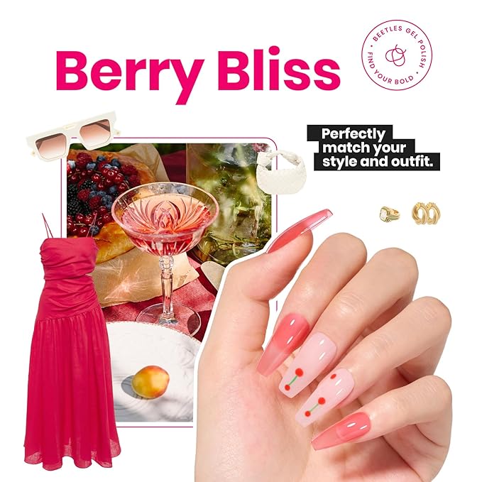 Beetles Nail Polish - Fast Drying Red Finger Nail Polish (15ml) No UV Lamp Needed Nail Lacquer Manicure Diy Nail Art Home Salon Christmas Gift For Women