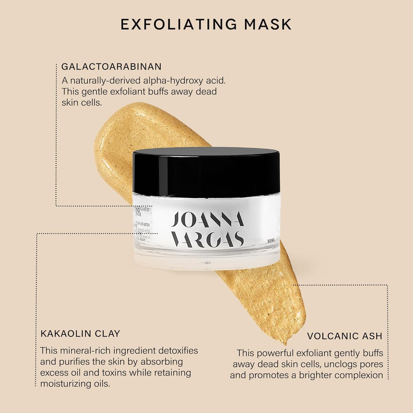 Joanna Vargas Exfoliating Face Mask for Women - Skin Exfoliator for Face, Pore Cleaner & Smooth Uneven Texture - Purifying Facial Exfoliator for Glowing Skin - 50 ml