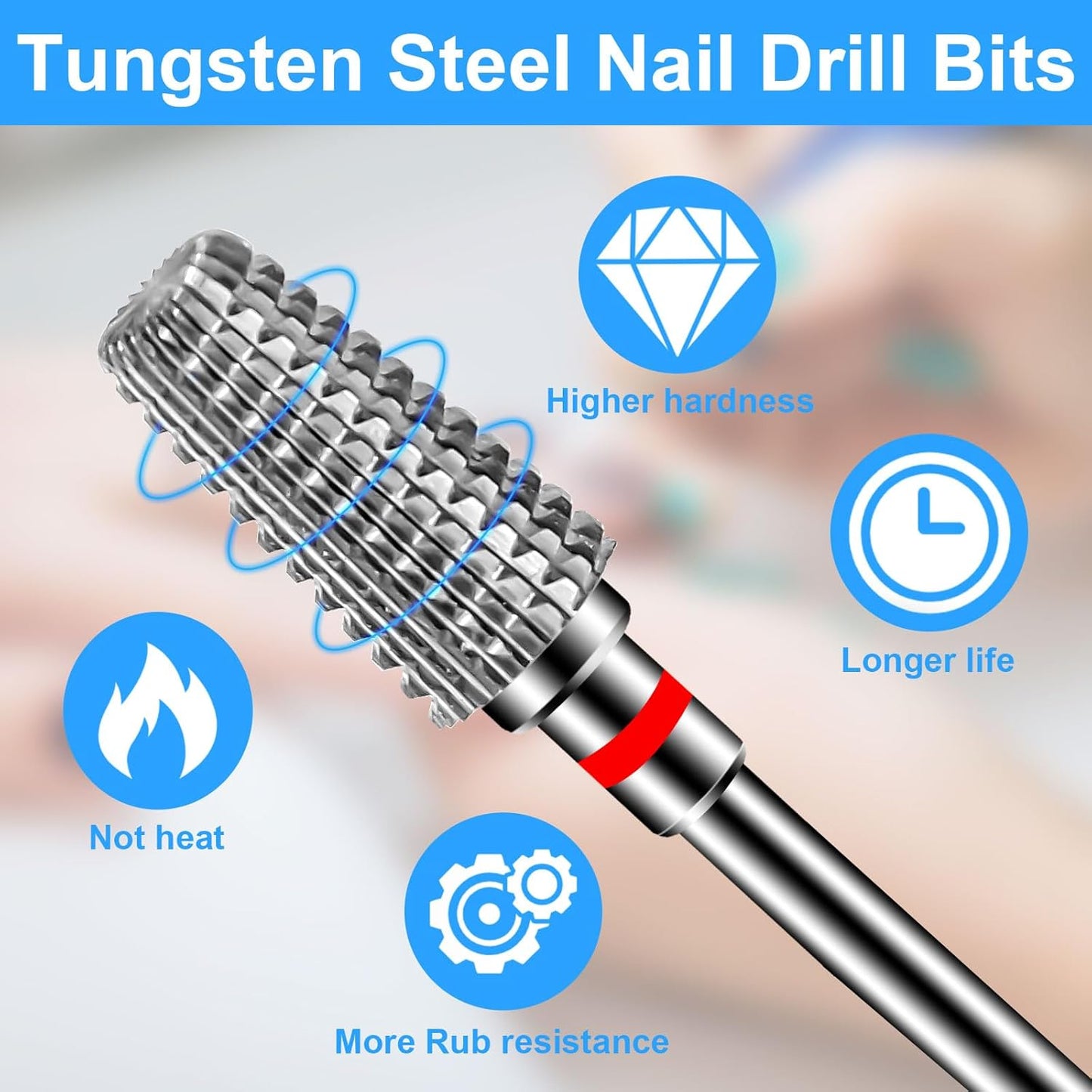 Diesisa 2 Pack Nail Drill Bits for Acrylic Nails, 3/32" Shank Drill Bits for Nails Professional Electric Nail Drill Bits for Home Salon/Fine+Medium Nail Bits - 5 in 1 Cylindrical bit