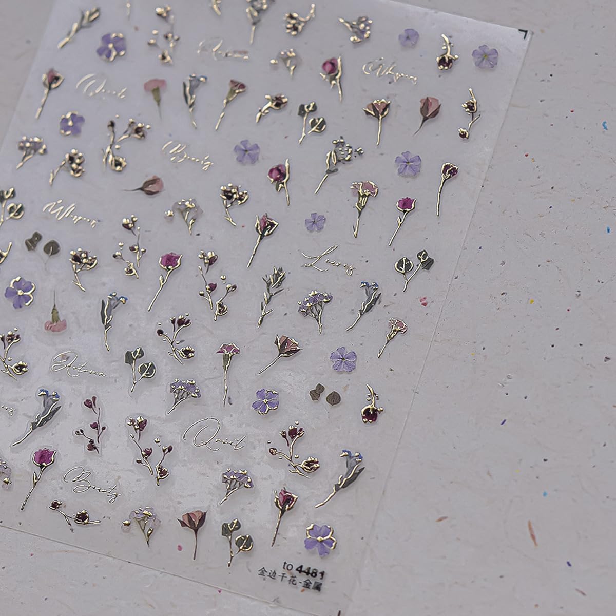 1 Sheet of Hot Stamping Flower Nail Decals, Colorful Dried Flower Nail Stickers, 5D Self-Adhesive Nail Design Stickers, Suitable for Women DIY Spring Summer Floral Nails Decoration Supplies