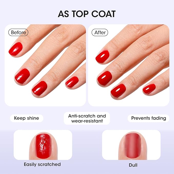 GELLEN 3-In-1 Clear Nail Polish Base Top Coat, Nail Strengthener Growth, Breathable Nail Polish, Treatment For Damaged Dry Nails, Keratin & Vit E, Air Dry, Hema Free, Non-toxic, Anti-yellowing