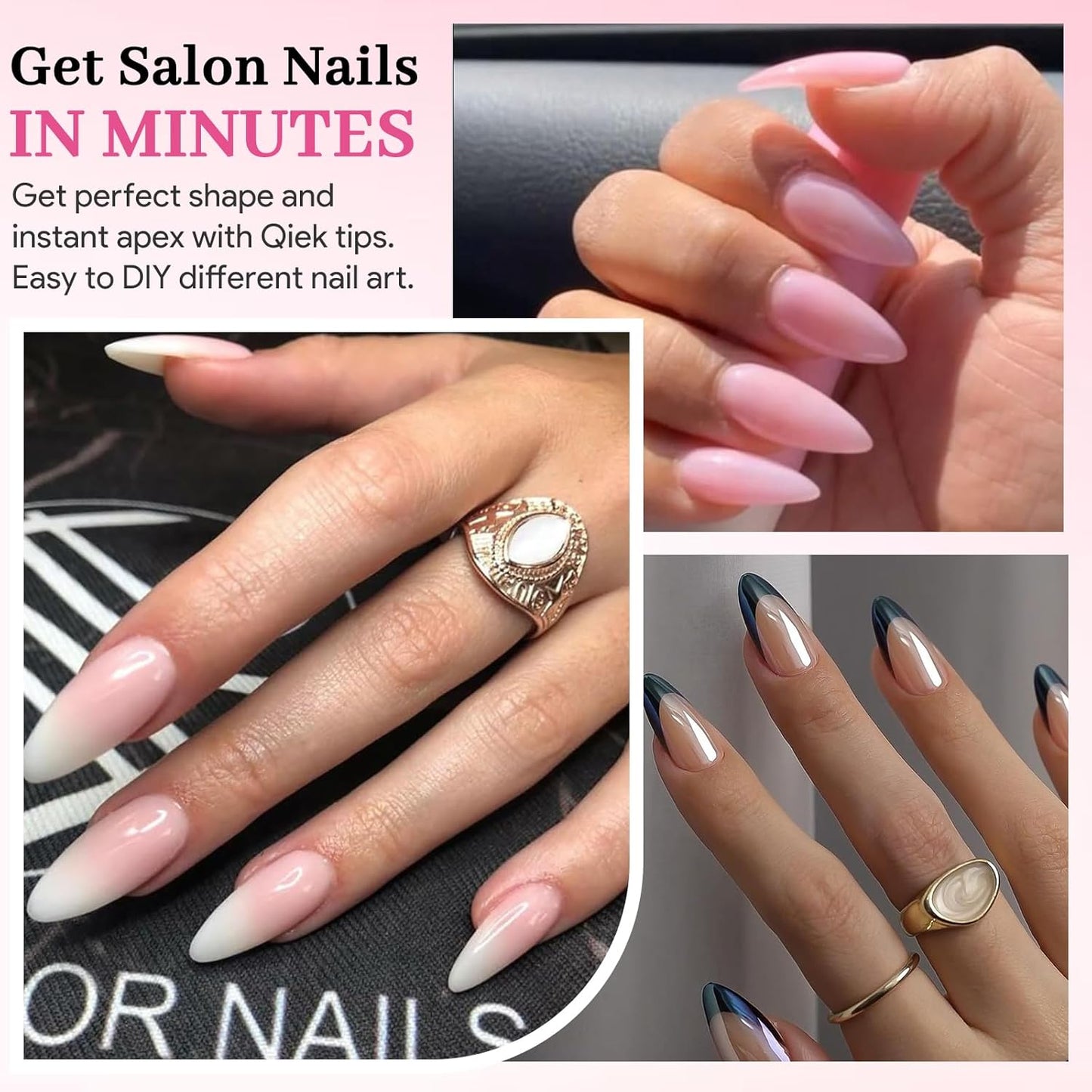 Medium Almond Fake Nail Tips, 15 Sizes 240 PCS Clear Half Matte Press On False Nail Tips Pre-shaped Full Cover Gel Nail Acrylic Soft Tips Extensions Thick Long Lasting for Home DIY Nail Salon