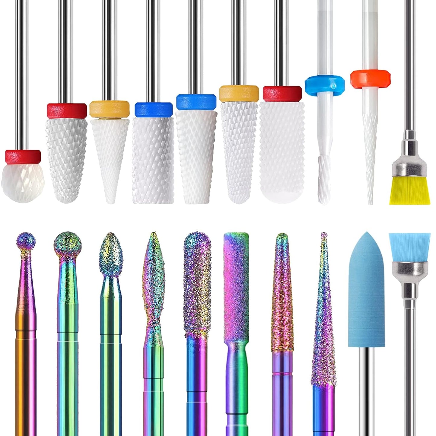 Pack of 20 Ceramic Nail Cutter Attachments Bits Diamond Professional Nail Cutter Attachments Removal Gel Acrylic Cuticle Tungsten Carbide Nail Drill for Manicure Pedicure