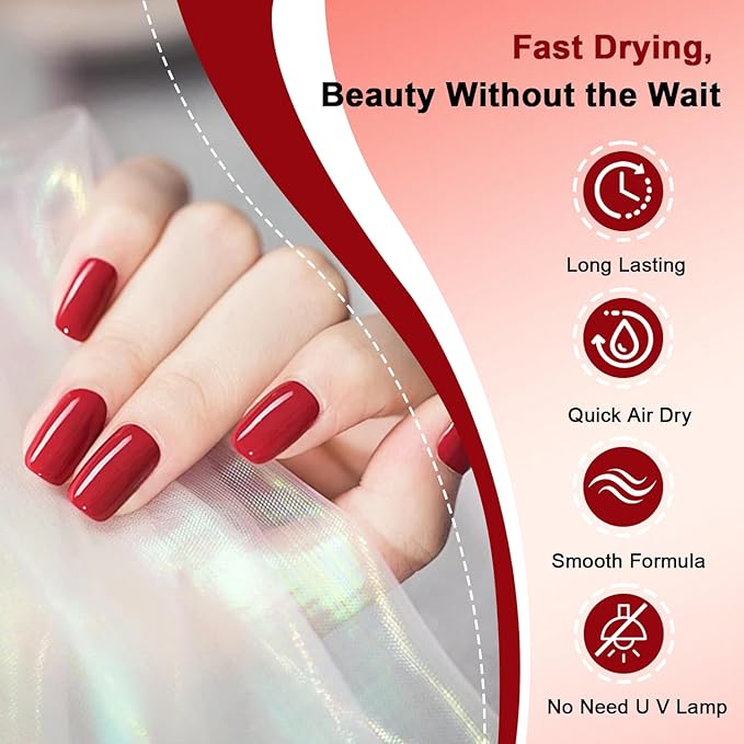 16.5ml Red Perfume Nail Polish Large Volume Quick Dry Nail Polish, Long Lasting Shine, Fingernail Toenail Nail Art DIY Home Travel Nail Art Gift