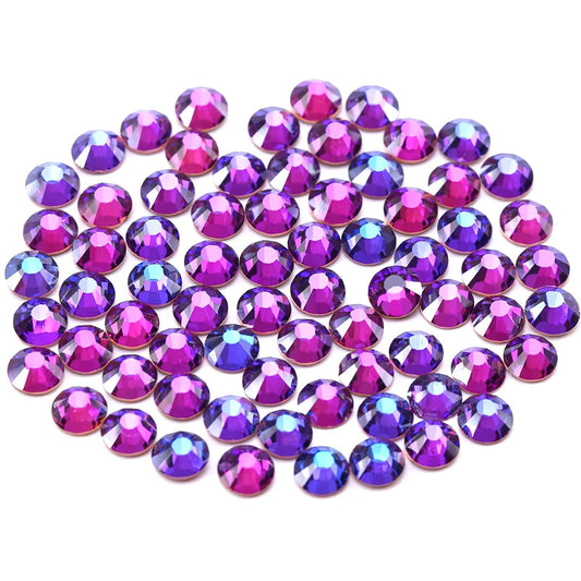 Novani Purple Rhinestones 3000Pcs Flatback Crystal Round Loose Gemstones Glass Rhinestones for Crafts Makeup Nail Art Clothes Shoes DIY Decorations(SS8, 2.3-2.5mm,Purple Velvet)