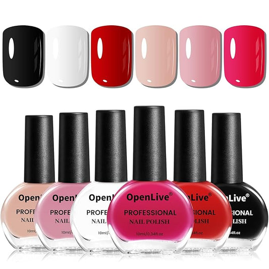 10ml Nude Pink Nail Polish Set 6 Colors Brown Red Purple All Seasons Neutral Color Quick Dry Nail Polish Set for Women Salon DIY Nail Art