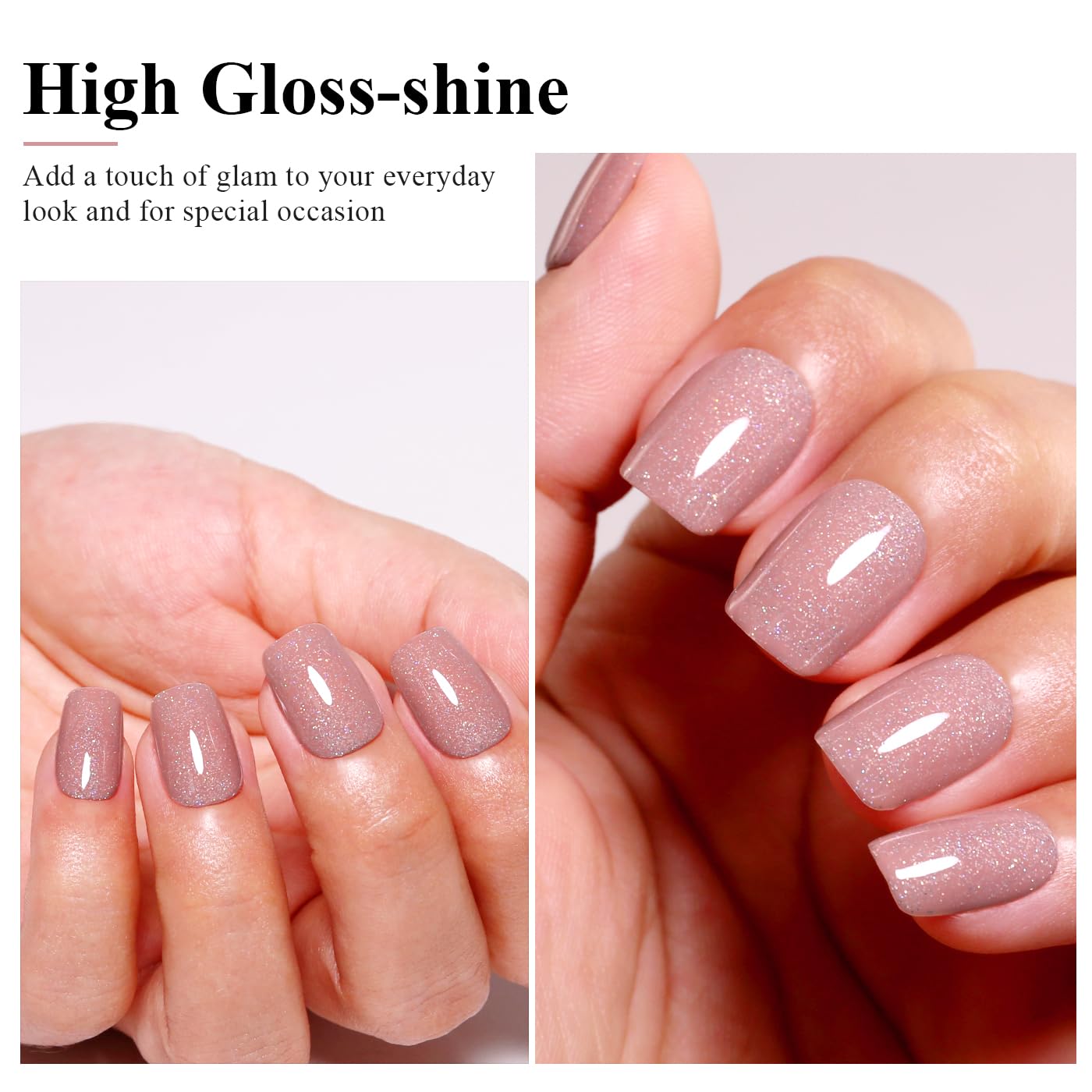 Imtiti Glitter Gel Nail Polish, Nude Iridescent Glitter Gel Polish Soak Off LED U V Shimmer Sparkle Nail Gel Polish DIY Nail Art Starter Manicure Salon Gel Nail Polish Kit for Women Girls 10ML