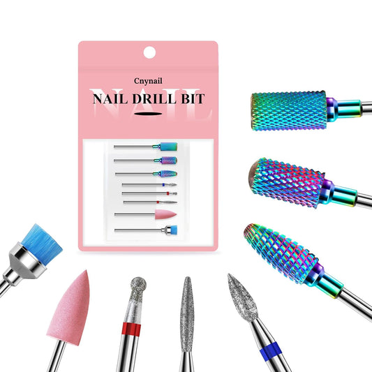 3/32'' Nail Drill Bits Set – 8pcs Tungsten Carbide & Diamond Bits for Acrylic, Gel & Cuticle Removal – Professional Electric Nail File Kit for Manicure, Pedicure – Home & Salon Use