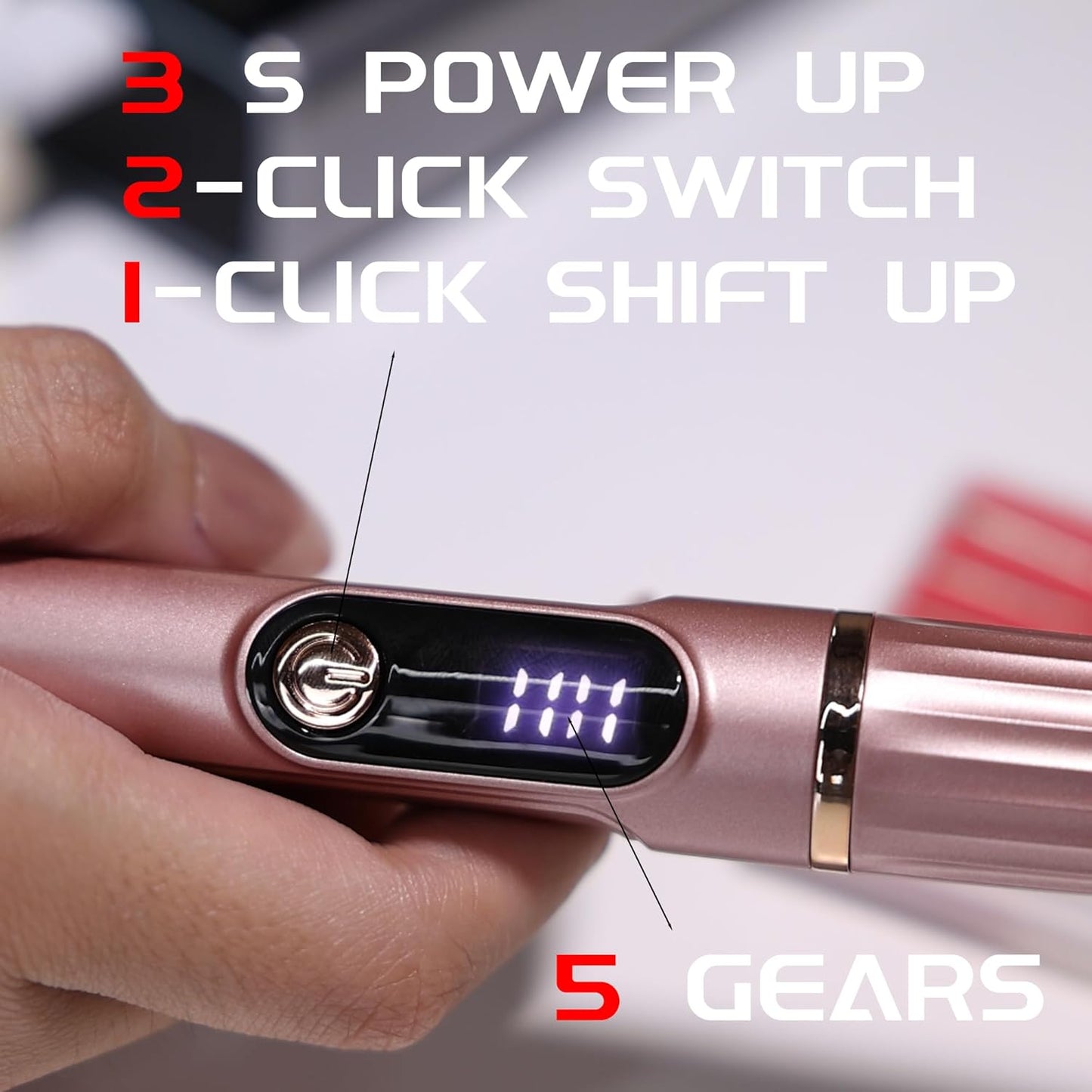 Cordless Electric Nail Drill 35000RPM Rechargeable Portable Nail File Kit for Acrylic & Gel Nails, Professional Manicure Pedicure Buffer Tool for Home & Salon (Rose Gold)