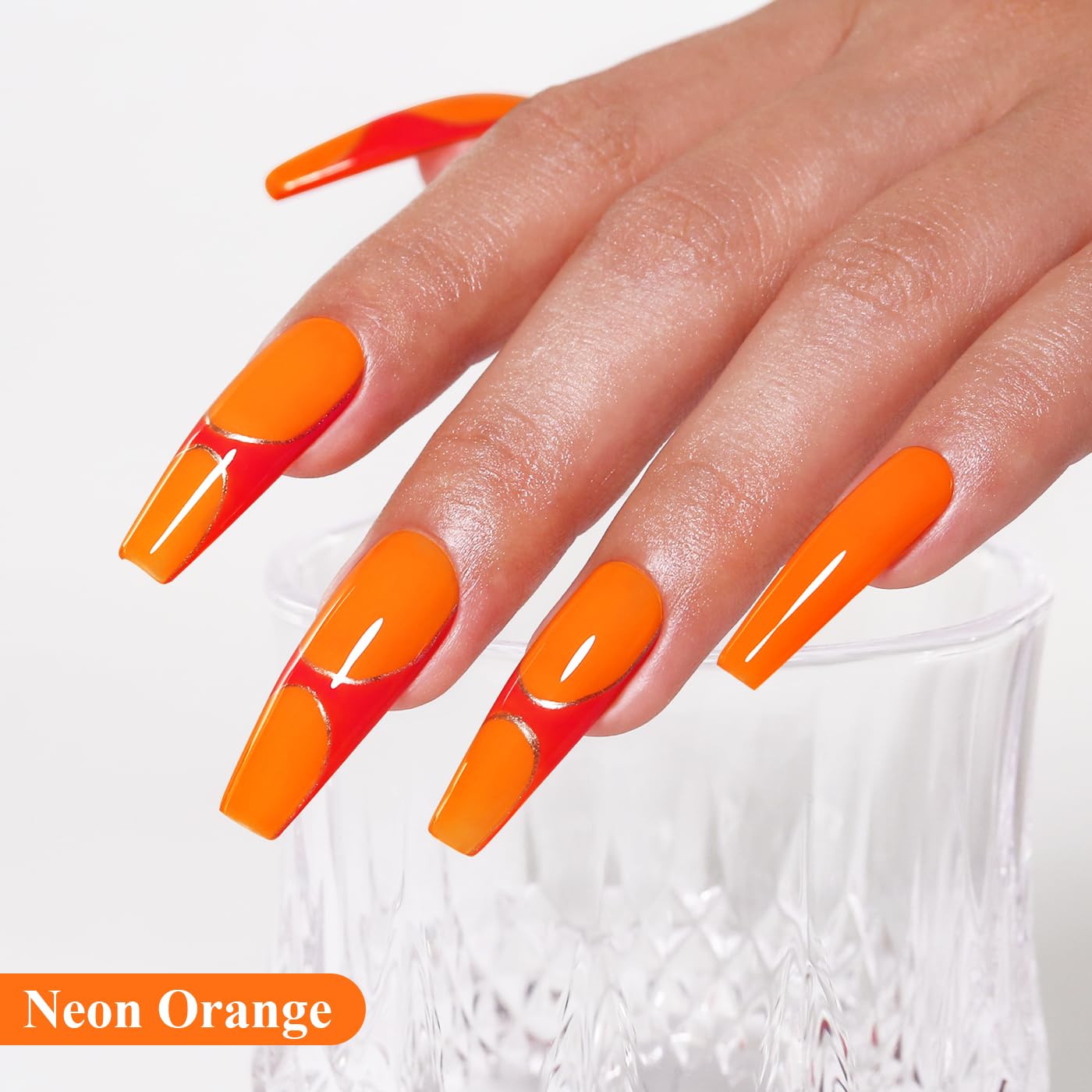 Imtiti Orange Gel Nail Polish, Neon Orange Nail Gel Polish High Gloss Soak Off UV LED Spring Summer Nail Art Manicure Salon DIY Design 10ML