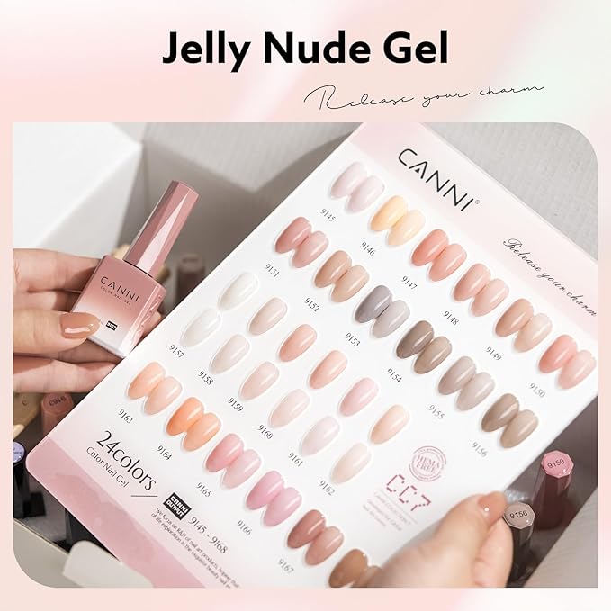 CANNI Jelly Clear Pink Gel Nail Polish, 1Pcs Jelly Nude Pink Gel Polish Sheer Clear Light Pink Gel Polish Translucent Color Nail Polish Gel Soak Off U V Gel Nail French Nail Manicure Salon DIY