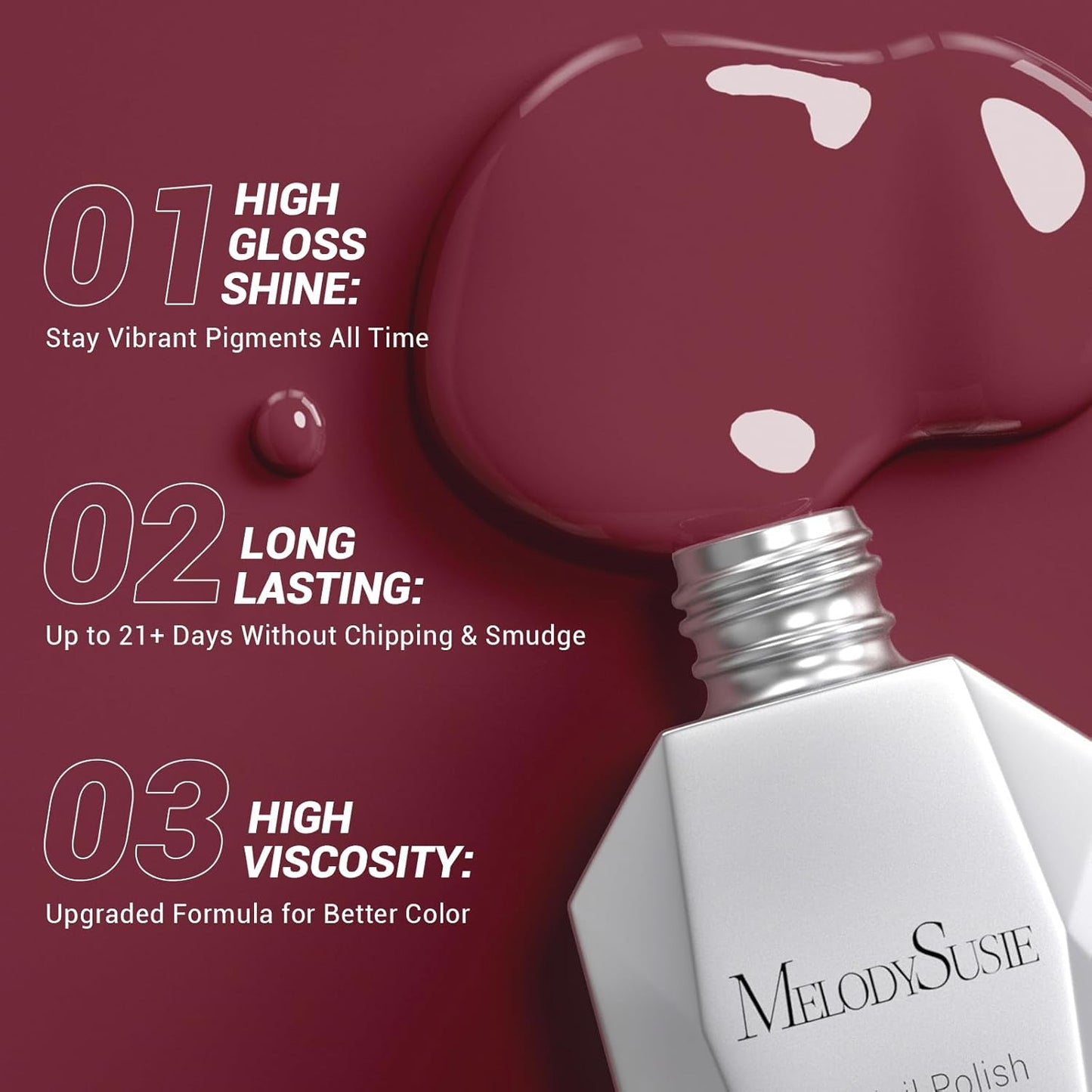 MelodySusie Thick Red Brown Gel Nail Polish,0.5fl oz Nails Soak Off UV LED Dark Red Gel Polish Gift for Women Nail Art Manicure Salon DIY Nail Design Decoration at Home-A1703