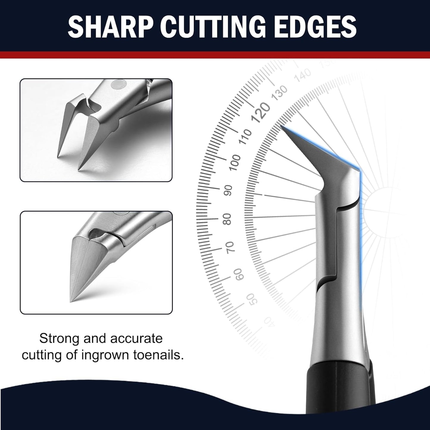 FVION Toenail Clippers for Ingrown Toenail, Straight Nail Clippers for Ingrown Toenails, Professional Ingrown Toenail Treatment for Adults, Seniors, Men and Women (Black)