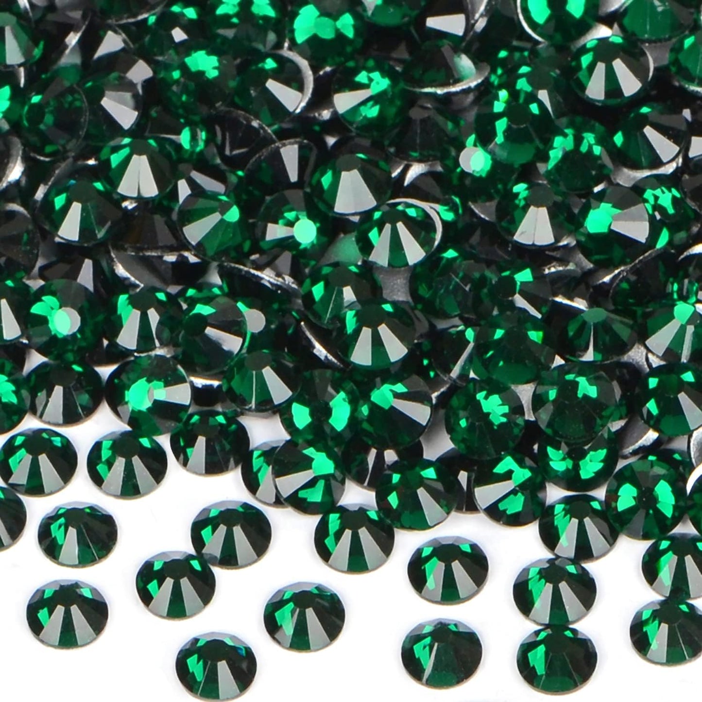 1440PCS Art Nail Rhinestones Non Hotfix Glue Fix Round Crystals Glass Flatback for DIY Jewelry Making with one Picking Pen (ss20 1440pcs, Emerald)