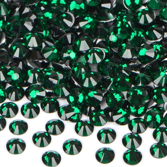 1440PCS Art Nail Rhinestones Non Hotfix Glue Fix Round Crystals Glass Flatback for DIY Jewelry Making with one Picking Pen (ss12 1440pcs, Emerald)