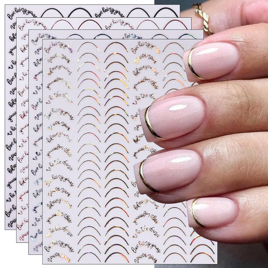 JMEOWIO 9 Sheets French Tip Line Nail Art Stickers Decals Self-Adhesive Pegatinas Uñas Colorful Nail Supplies Nail Art Design Decoration Accessories