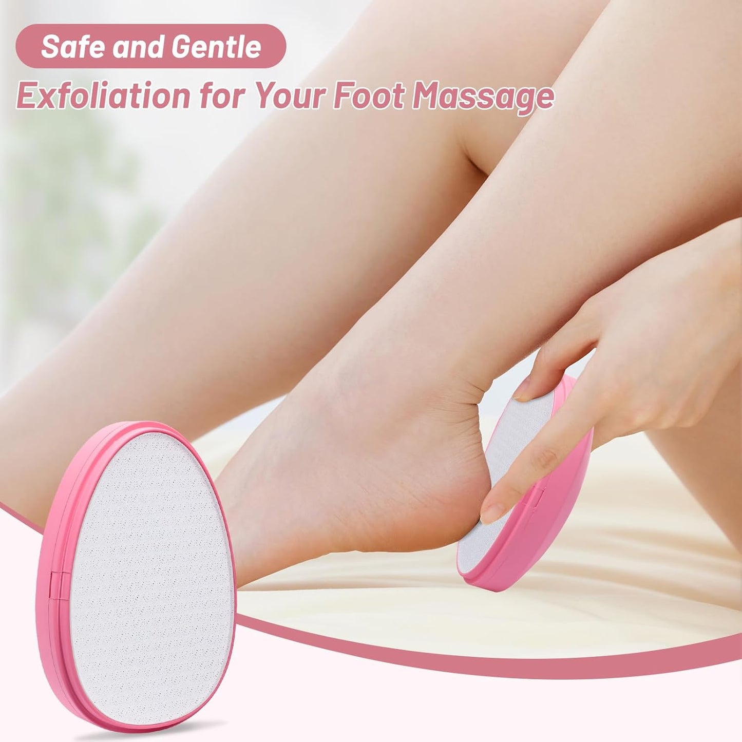 Foot File,Nano Glass Foot File Callus Remover for Feet,Foot Scrubber Dead Skin Remover,Gentle Exfoliation for Your Foot Massage in Shower- Light Pink