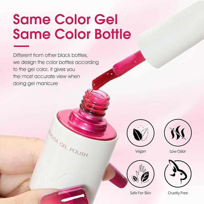 VENALISA 10 ML Jelly Gel Nail Polish Set with DIY Nail tips Kit, 5 Pcs Transparent Yellow Purple Red Gel Polish Color High Gloss Soak Off U V Nail Manicure Salon DIY