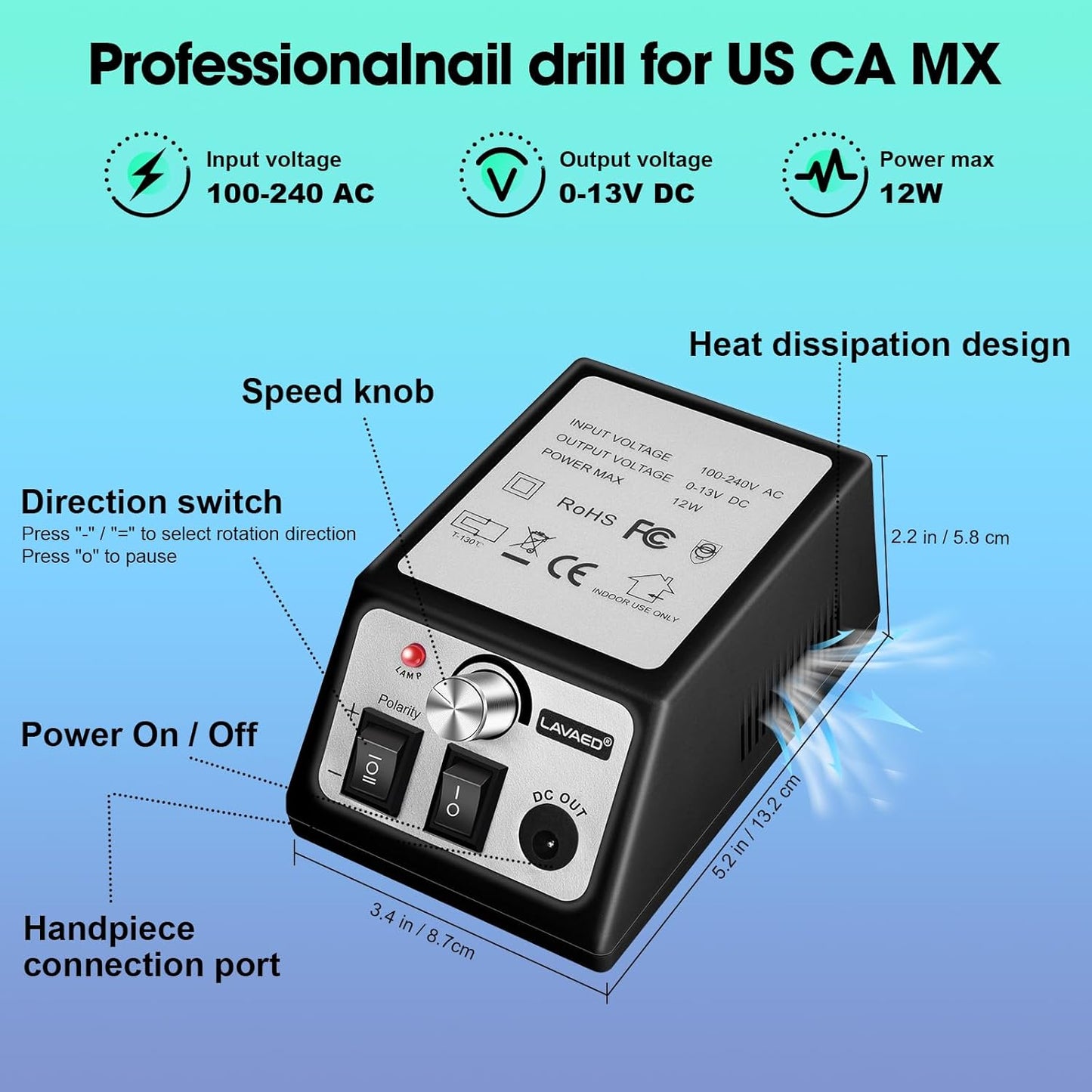 LAVAED Professional Nail Drill 35000RMP Electric Nail File Nail Filer Electric E Filer for Nails, Nails Drill Kit with Nail Drill Bits and Sanding Bands and for Acrylic Nail Gel Nail Manicure Pedicure
