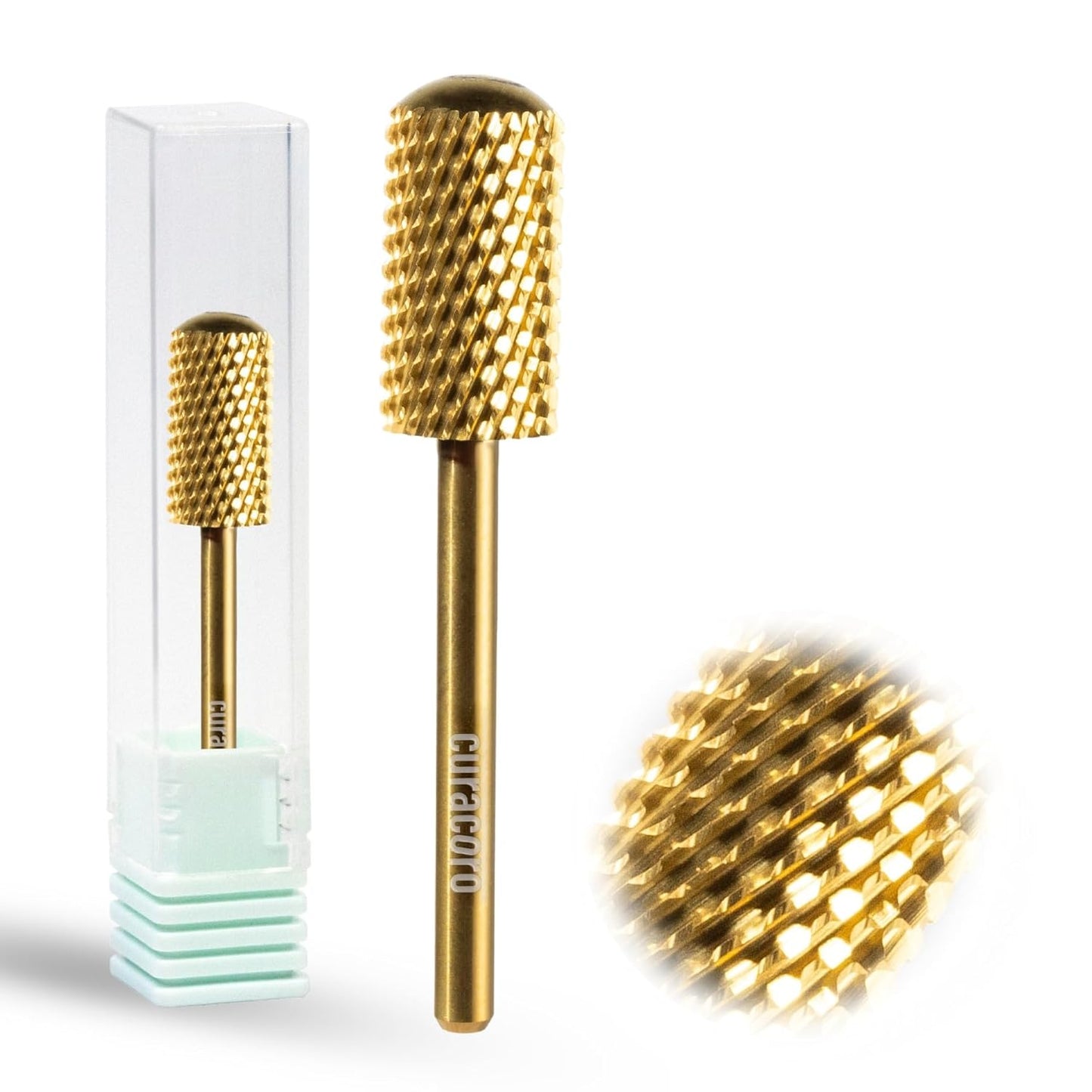 Curacoro Nail Drill Bits 3/32'' - L-Shaped Smooth Stop Barrel Carbide Bit (Coarse) for Professional Finish, Fast Remove, Shape & Smooth Acrylic or Gel Nails, Nail Art Pedicure Manicure Salon & Home