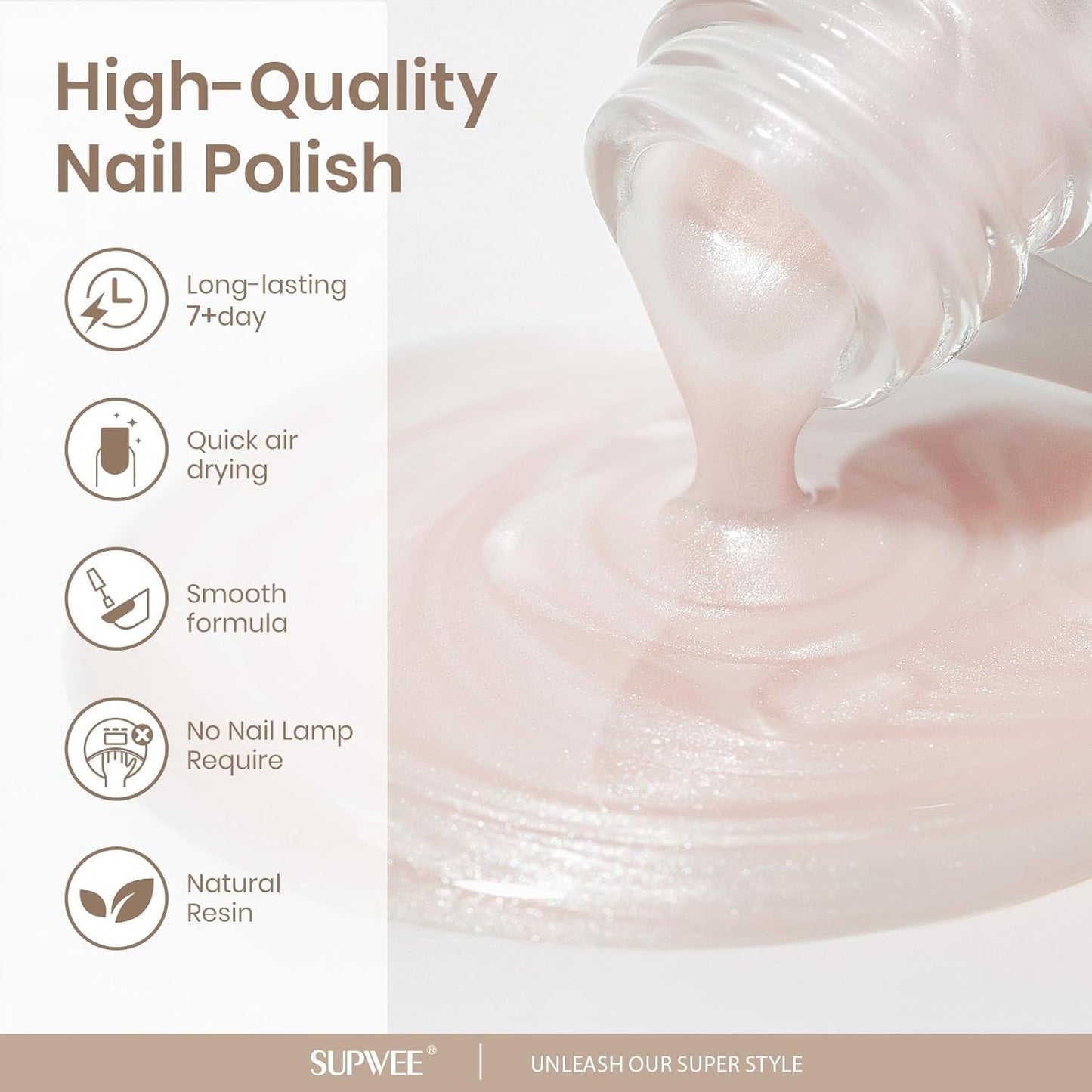 Quick Dry Pearl Nail Polish, Mermaid Shimmer Nail Lacquer Air Dry Fast DIY Manicure