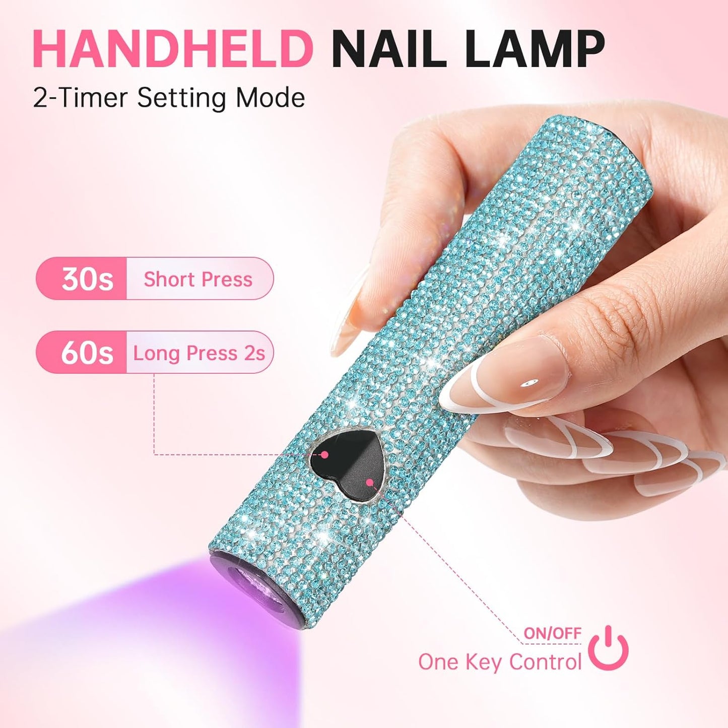 UV Light for Gel Nails, Handheld UV Nail Lamp, Portable LED Nail Lamp, Mini Nail Dryer, USB Nail Light for Fast Curing, Dark Blue