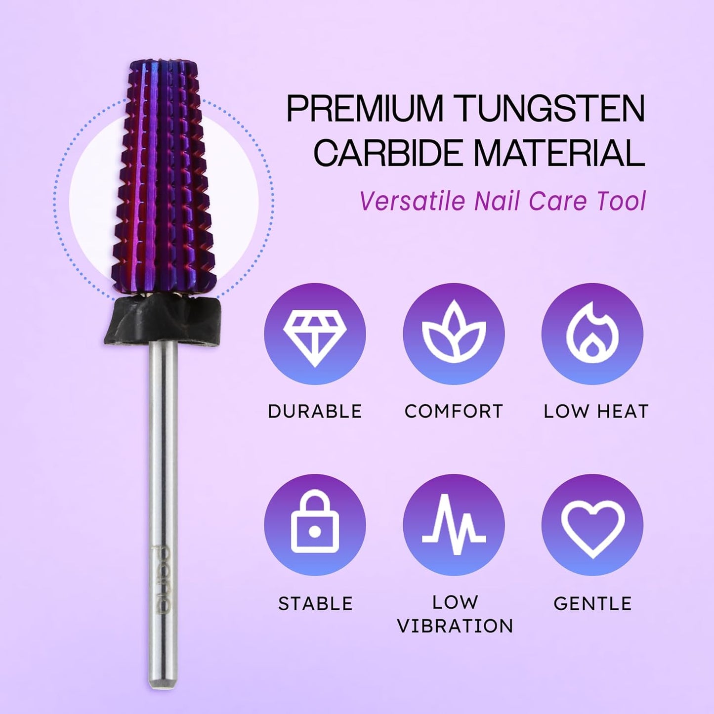 PANA 3/32" Shank 5-in-1 Nail Carbide Bit - (Triple Coarse - Extra Coarse Grit, Purple) - Two Way Rotate use for Both Left and Right Handed Fast Remove Acrylic or Hard Gel Machine