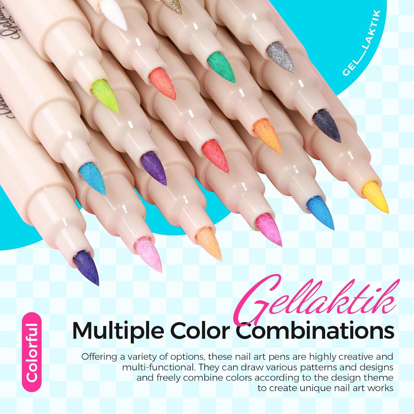 12 Color Nail Art Pens, 3D Nail Polish Pens Set 0.7mm Quick-Drying Acrylic Paint Markers Dotting Liner Drawing Pen Manicure Tools Set for Nail Design, DIY Home Salon Manicure Tools