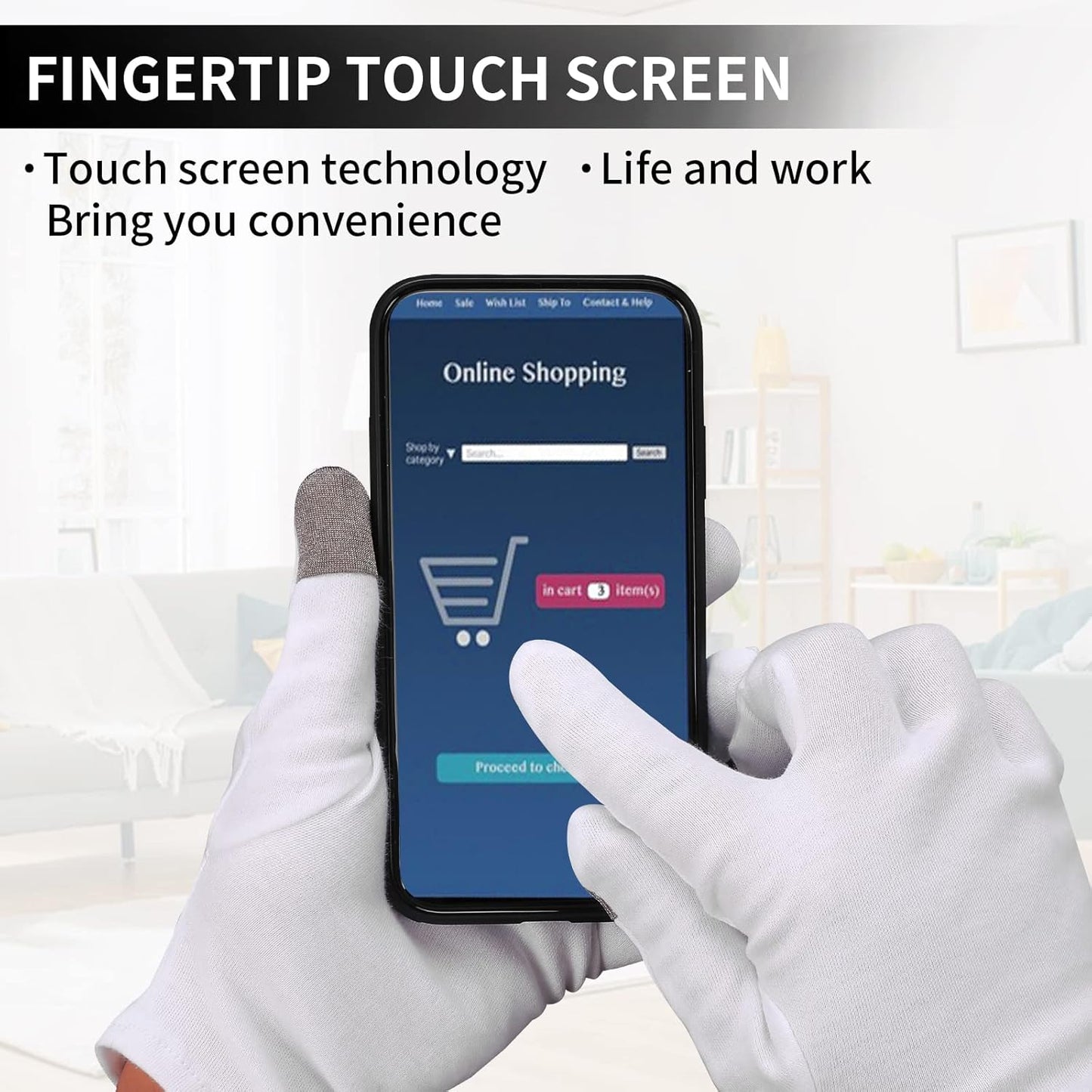 4 Pairs Touch Screen Moisturizing Gloves White Cotton Moisturizing Gloves Overnight Bedtime Heal Eczema Sleeping Lotion Hand Spa Treatment Gloves Repair Rough Cracked Dry Chapped Hands Skin(White)