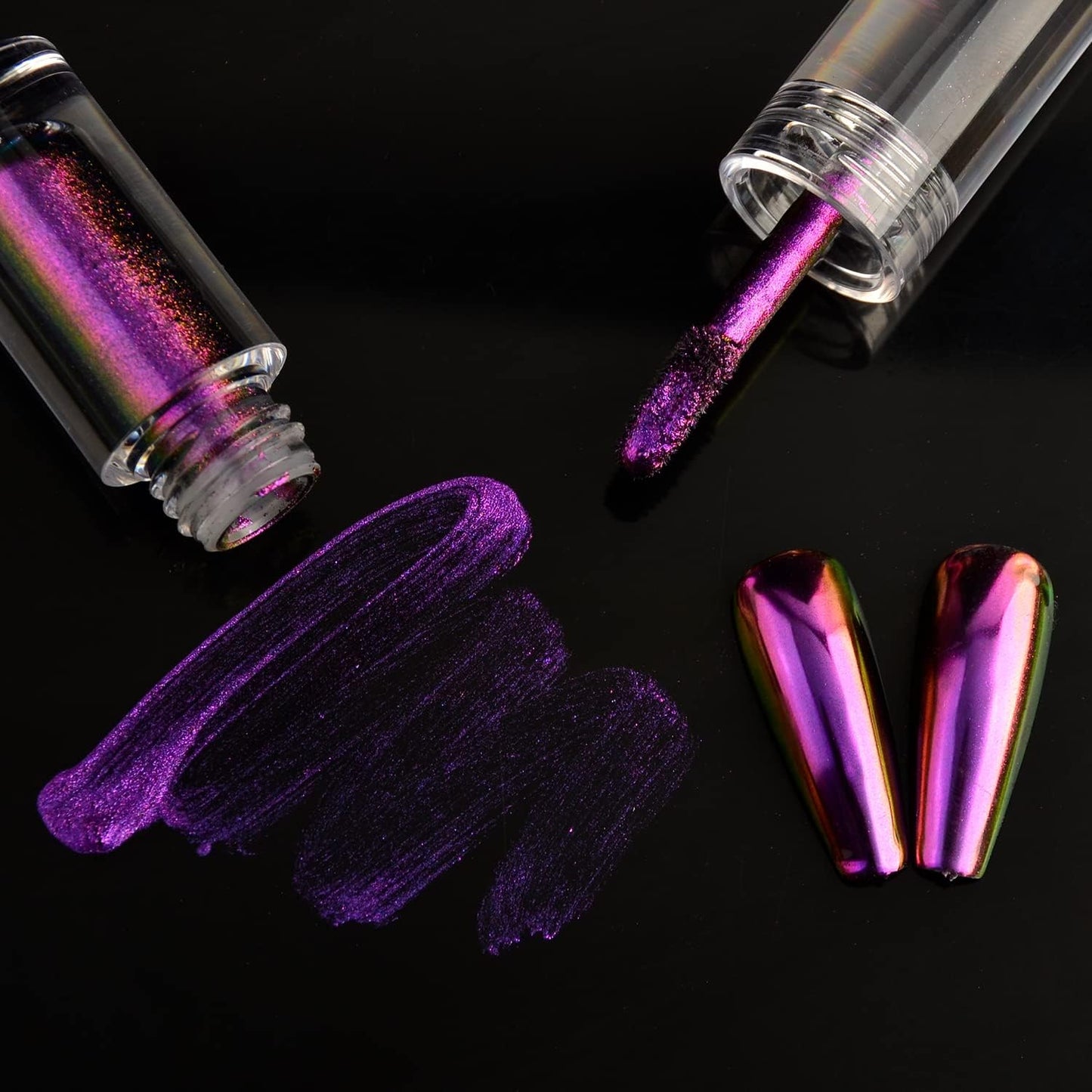Chrome Nail Powder Liquid Holographic Mirror Effect Aurora Laser Nail Glitter Gel Nail Polish for Nail Art Manicure DIY Decoration