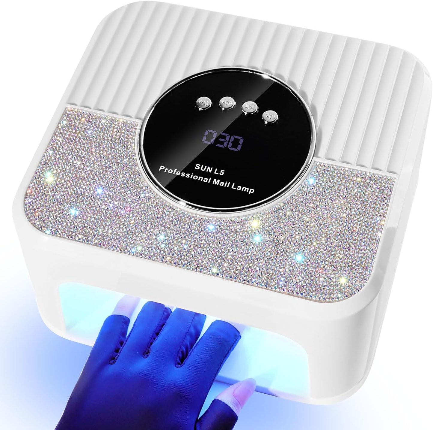 LimeGirl UV LED Nail Lamp Kit for Gel Polish Professional Fast Curing White Dryer Light Set with Protection Gloves Cordless Rechargeable Nail Art Cure Machine for Manicure Pedicure at Home and Salon