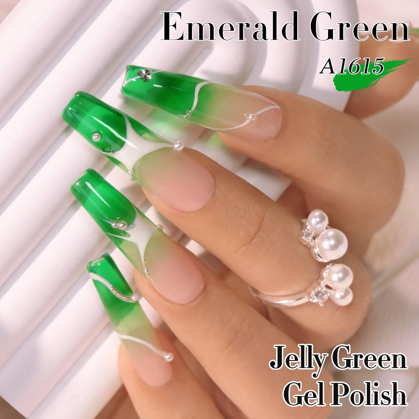 Double Rhythm 0.5 Oz Jelly Gel Polish Same Color Same Bottle Sheer Neutral Natural Light Milky Pastel 15ML Translucent Polish Art DIY at Home (Crystal Green-A1615)