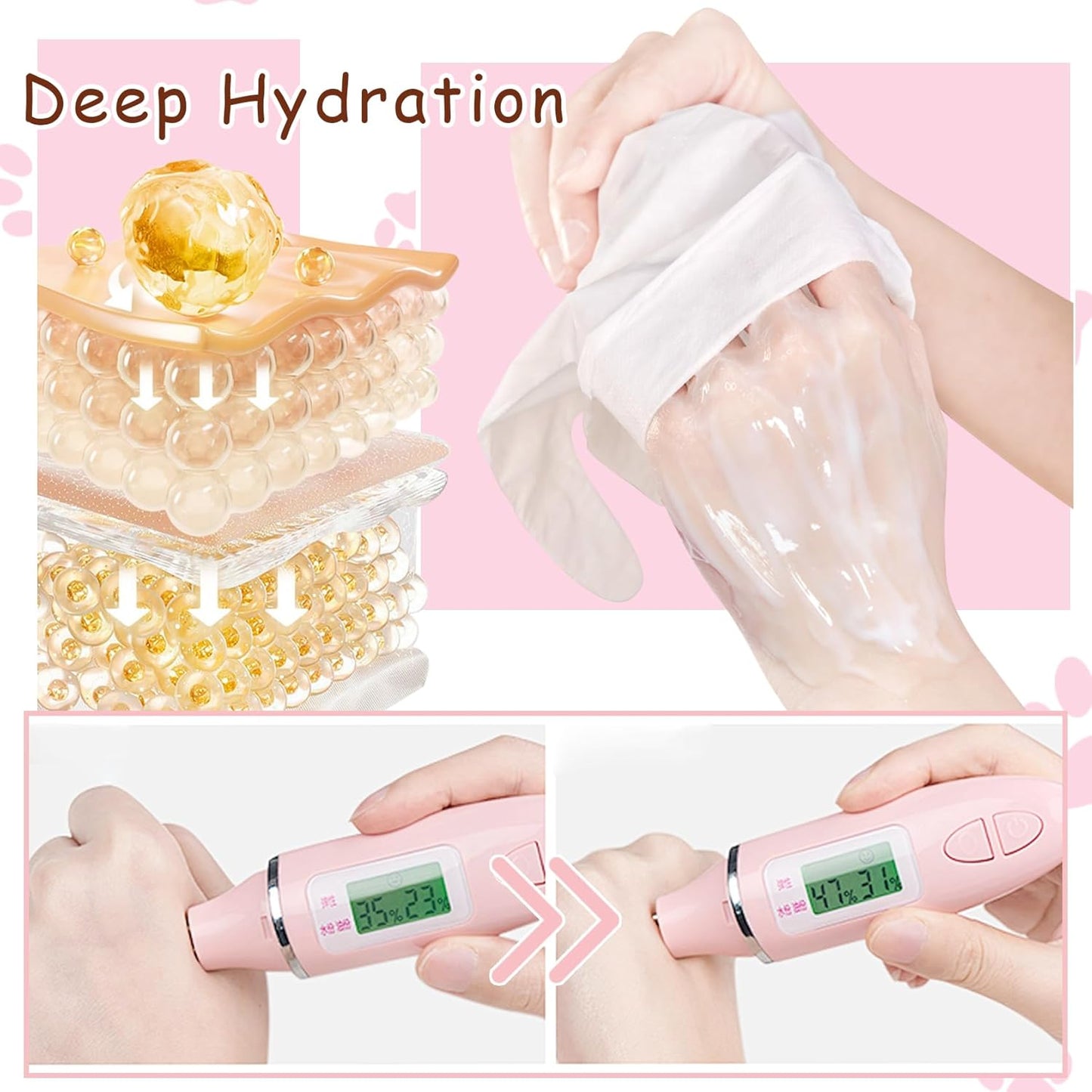 Hand Masks, 6 Pairs Hydrating Exfoliating Hand Peeling Mask, Smooth Hand Masks Moisturizing Gloves Overnight for Dry, Rough, Cracked Hands, Hand Skin Moisturizer Glove for Women Men（K